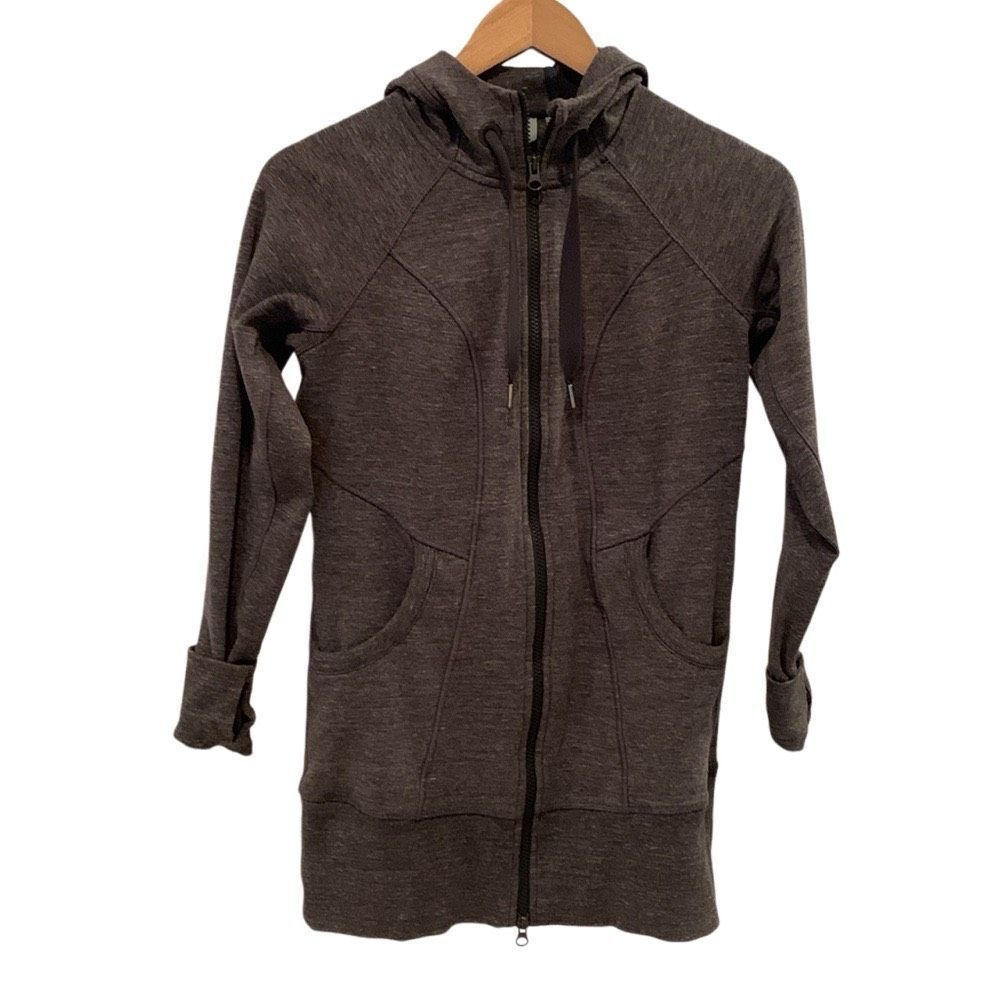 Athleta CYA Grey Strength Hoodie Jacket - Full Zip, Long Sweatshirt - Small